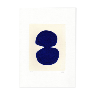 Peinture abstraite sur papier - Infini bleu majorelle - signée Eawy