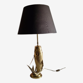 Art deco fish lamp in brass