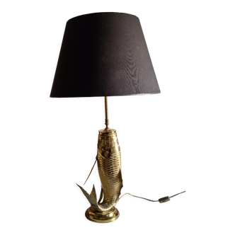 Art deco fish lamp in brass