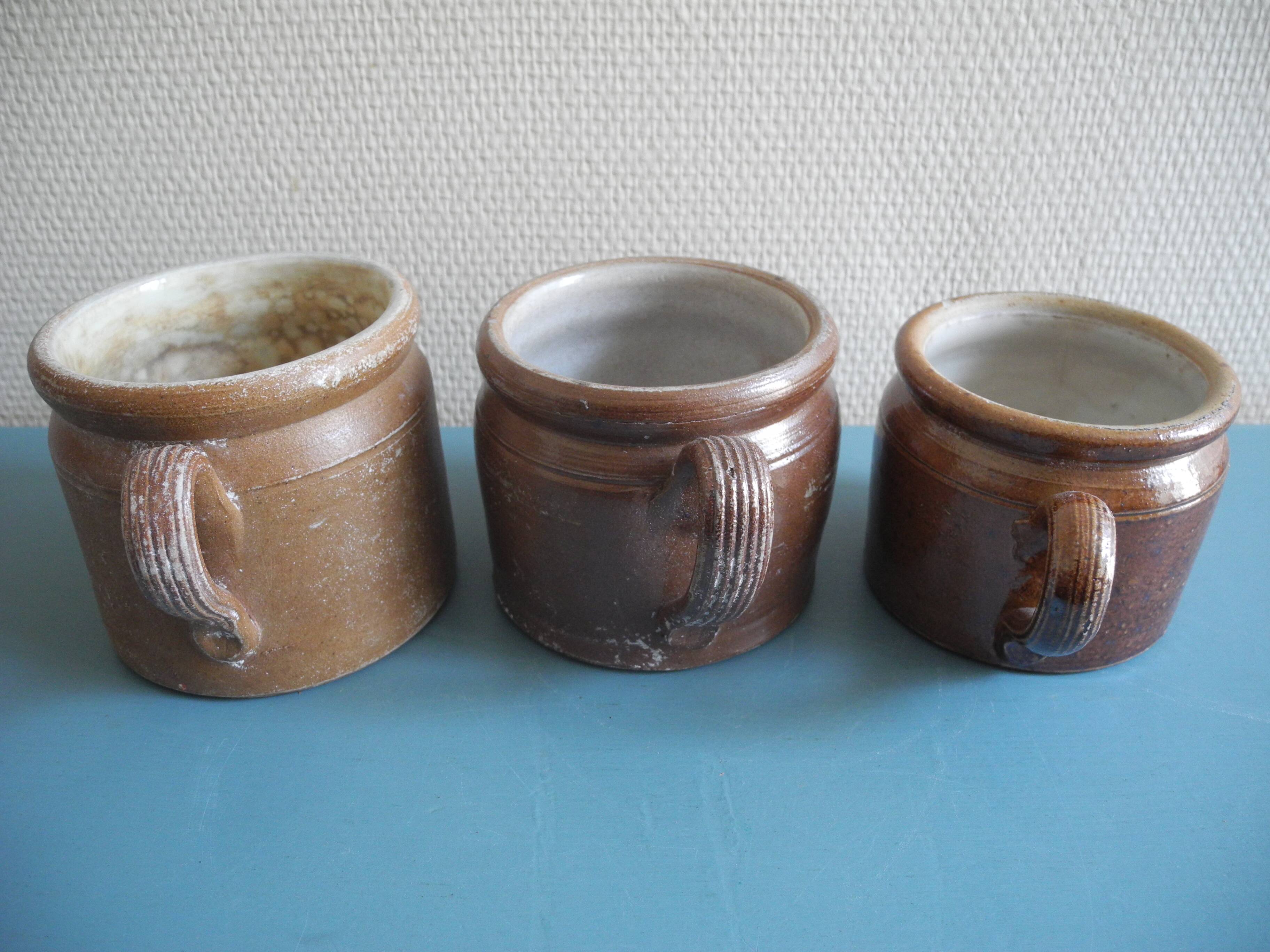 Lot anciens pots grès déco rustique old french stoneware pots