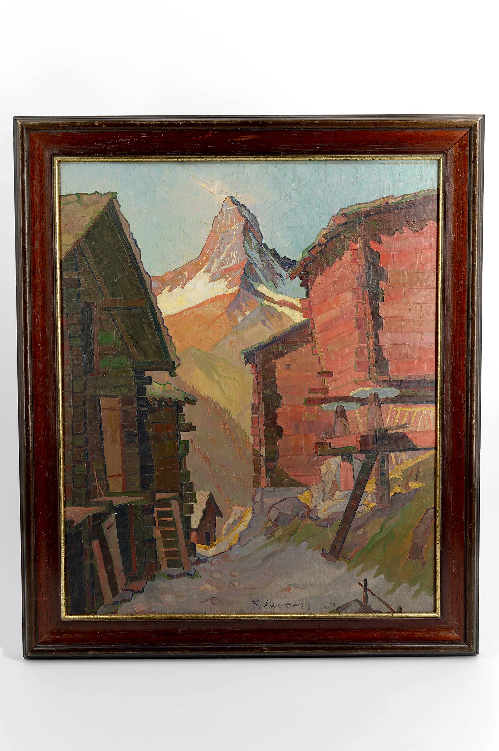 Swiss landscape view, "Findeln mit Matterhorn", Fr. WIPPERMAN, 1937