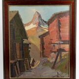 Vue de paysage Suisse,"Findeln mit Matterhorn", Fr. WIPPERMAN, 1937
