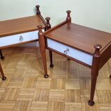 Pair of mahogany and veneer wood bedside tables, Gautier, 60s