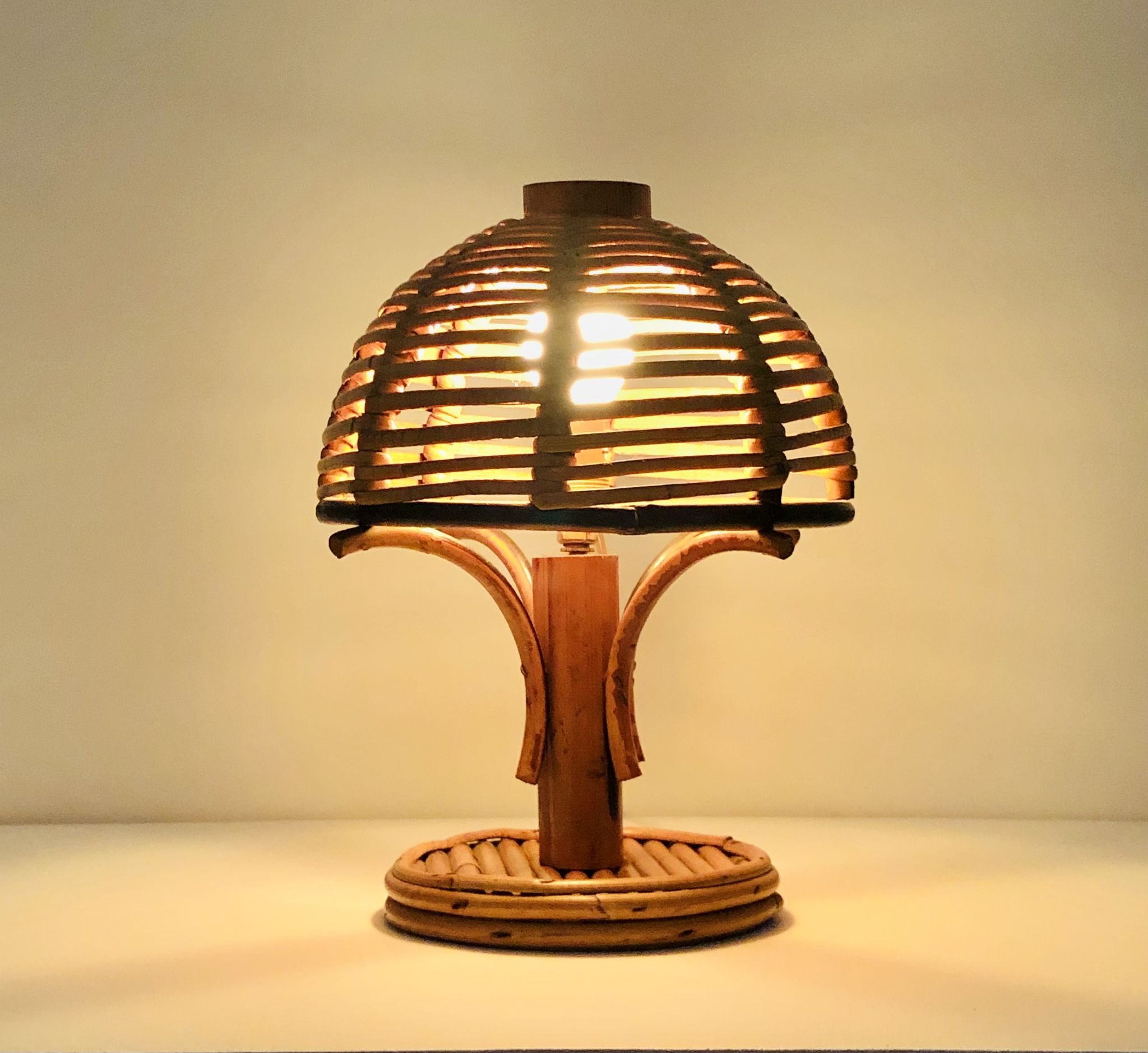 Rattan table lamp, Italy 60s