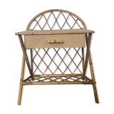 Table de nuit vintage rotin