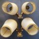 Pair of bronze wall sconces with 1940s Art Deco lampshades.