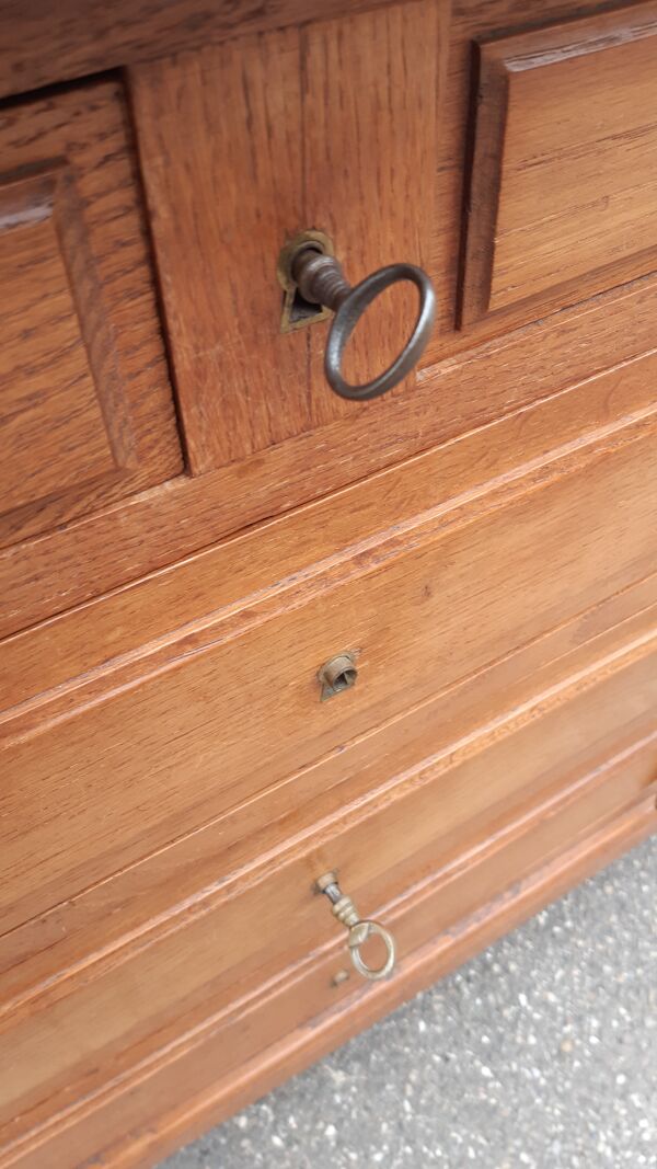 Commode coiffeuse chêne et marbre
