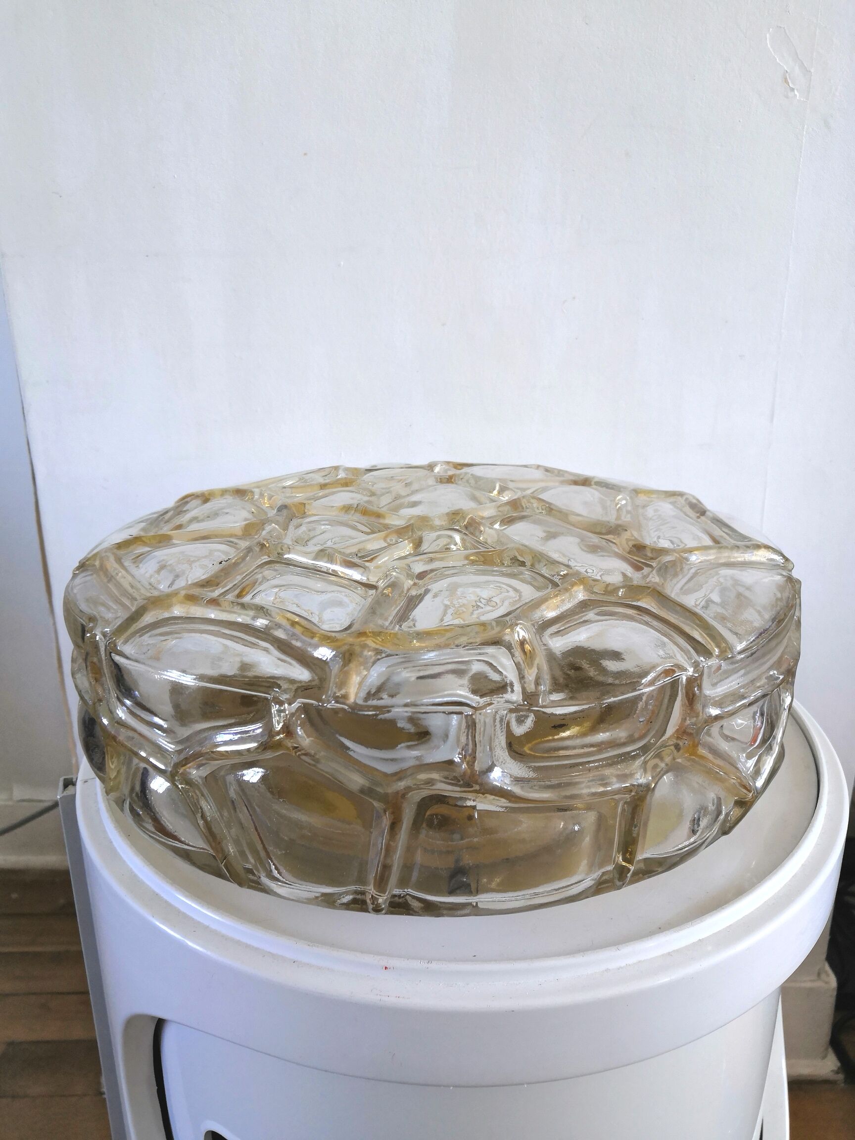 Vintage ceiling lamp in bubbled glass design Profassung 70s - 80s