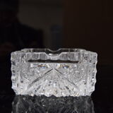 Pair of ashtrays, cut crystal glass, bohemia in the 1960's