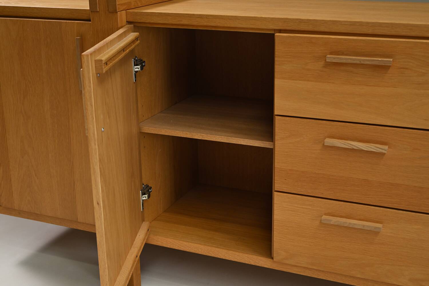 Large brustalist oak sideboard, Belgium.