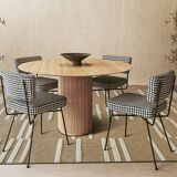 Beige jute rug with white relief 190x290 cm