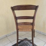 Paire de fauteuils rustiques bois et paille