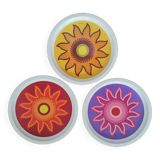 Set of 3 vintage serving trays Diameter 33cm