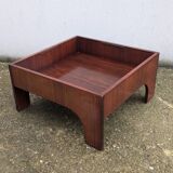 Table basse vintage en palissandre & verre par Claudio Salocchi, modèle "Oriolo"