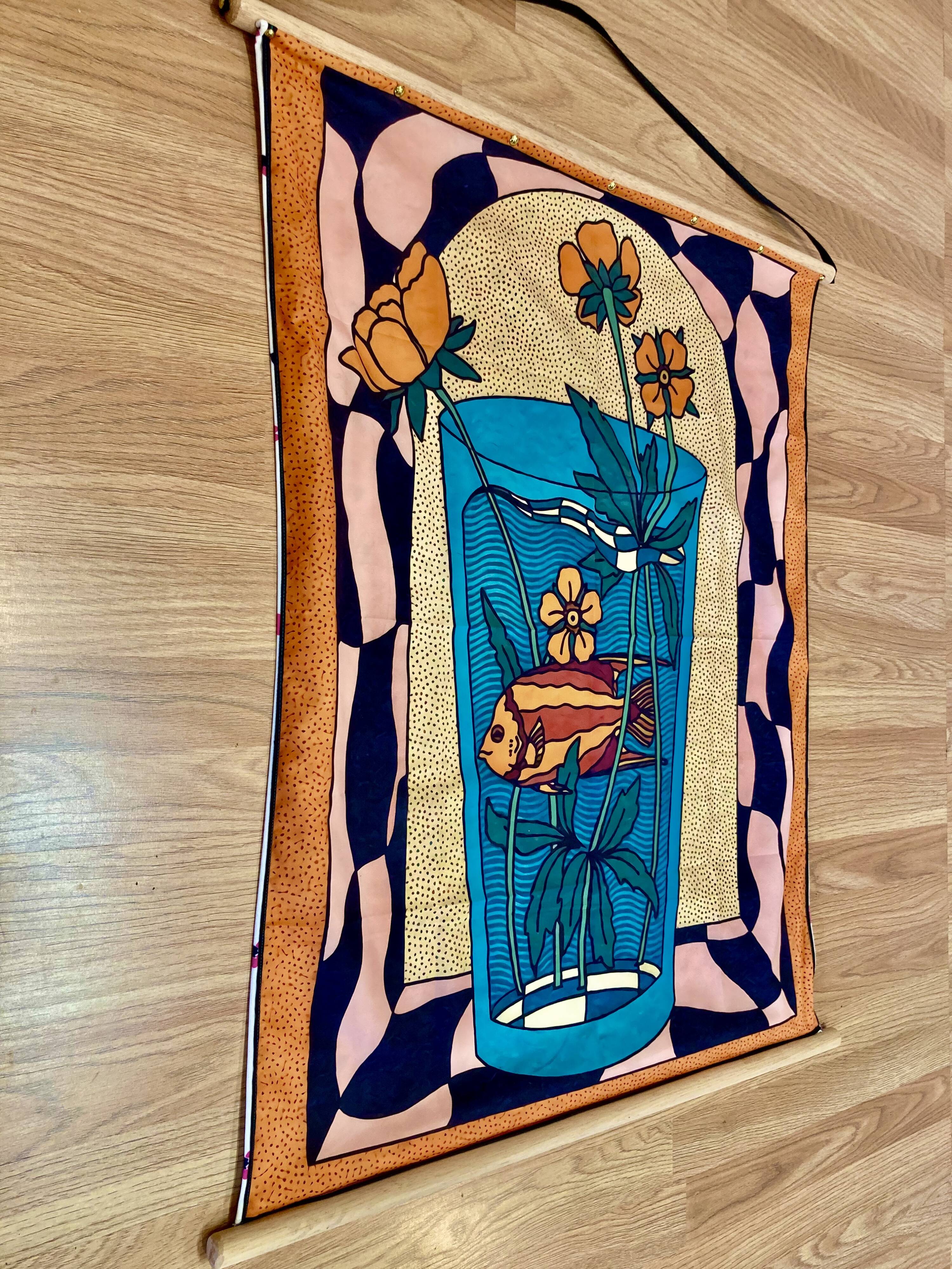 Large silk hanging decoration.