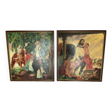 Lot of 2 vintage paintings life in Argentina