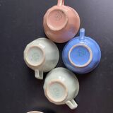 Set of 4 Villeroy & Boch Vintage 50s Cups and Saucers - Pastel & Gold