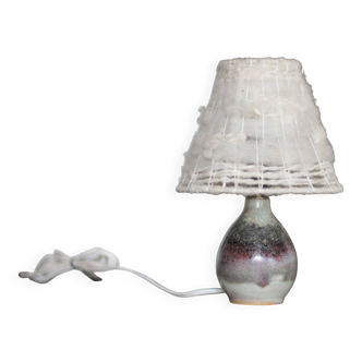 Bedside lamp, table lamp, lampshade lamp, signed stoneware lamp.