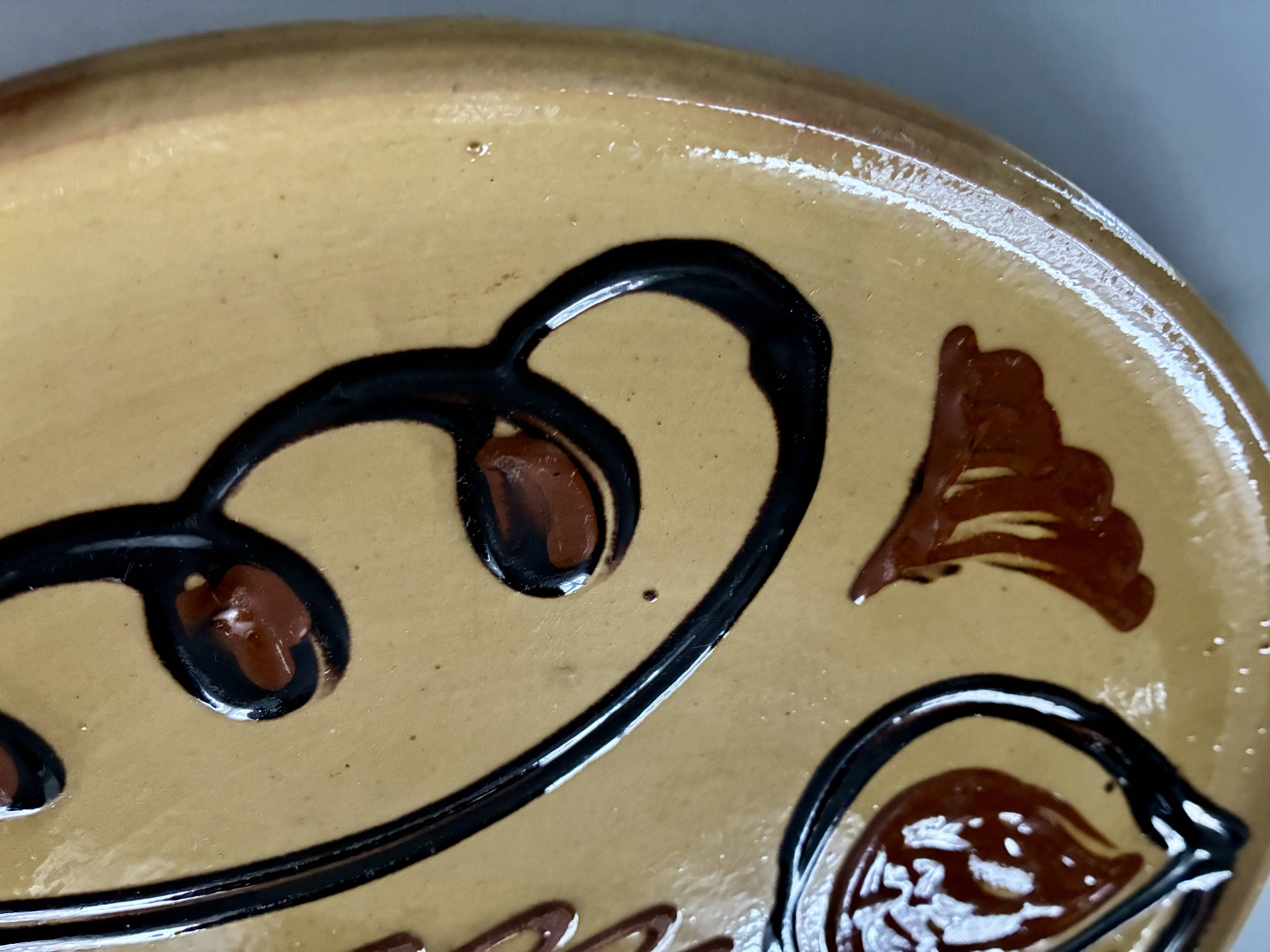 Large decorative abstract terracotta plate