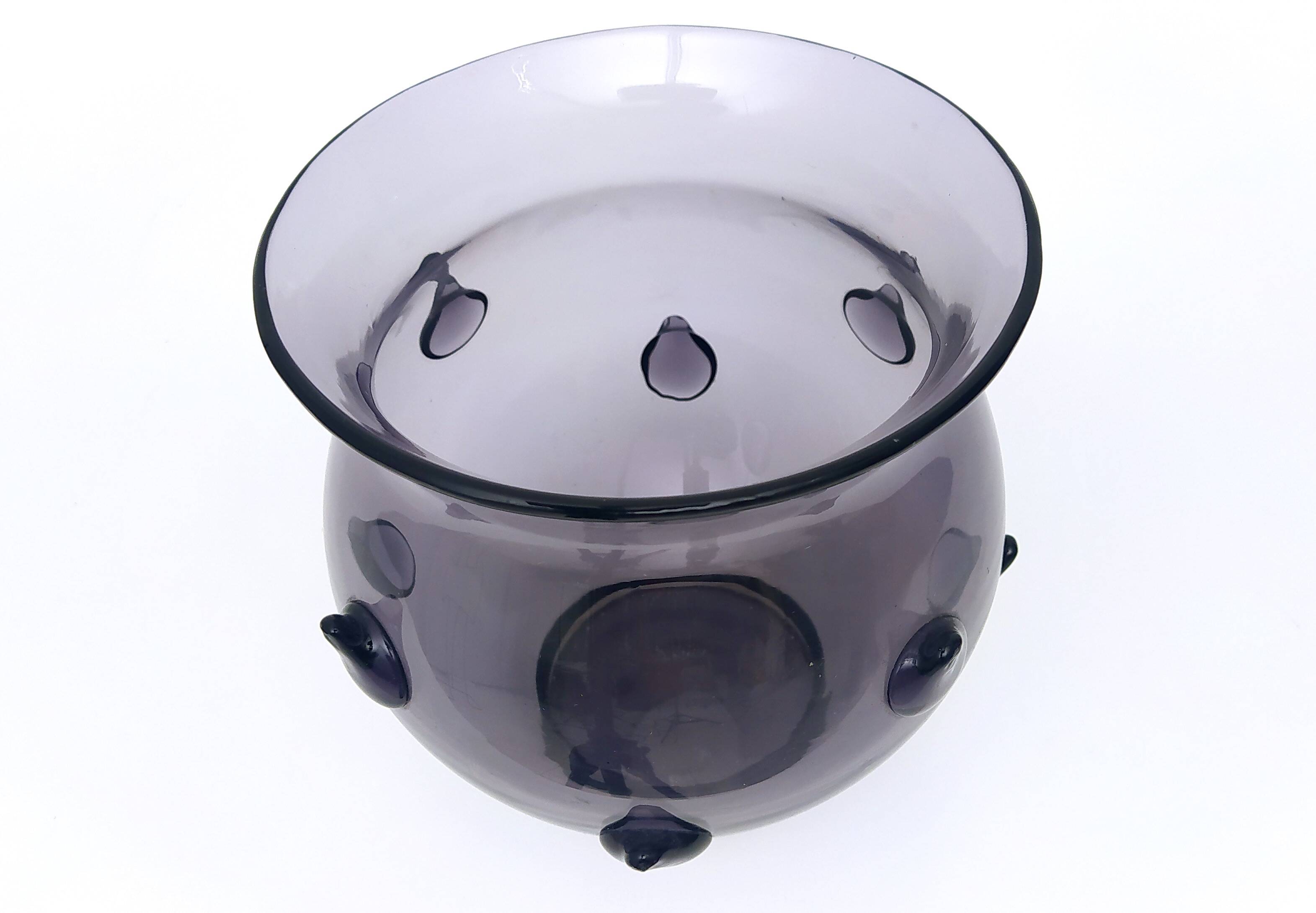Amethyst Blown Murano Glass Vase with Bugne in the Style of Zecchin