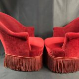 Pair of Napoleon III style toad armchairs