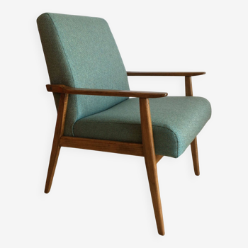 Vintage Mid Century Modern Armchair Type 300-201 from the 70's in Blue Grey Herringbone Fabric