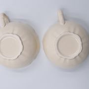 2 luncheon cups off-white earthenware Lunéville décor relief France