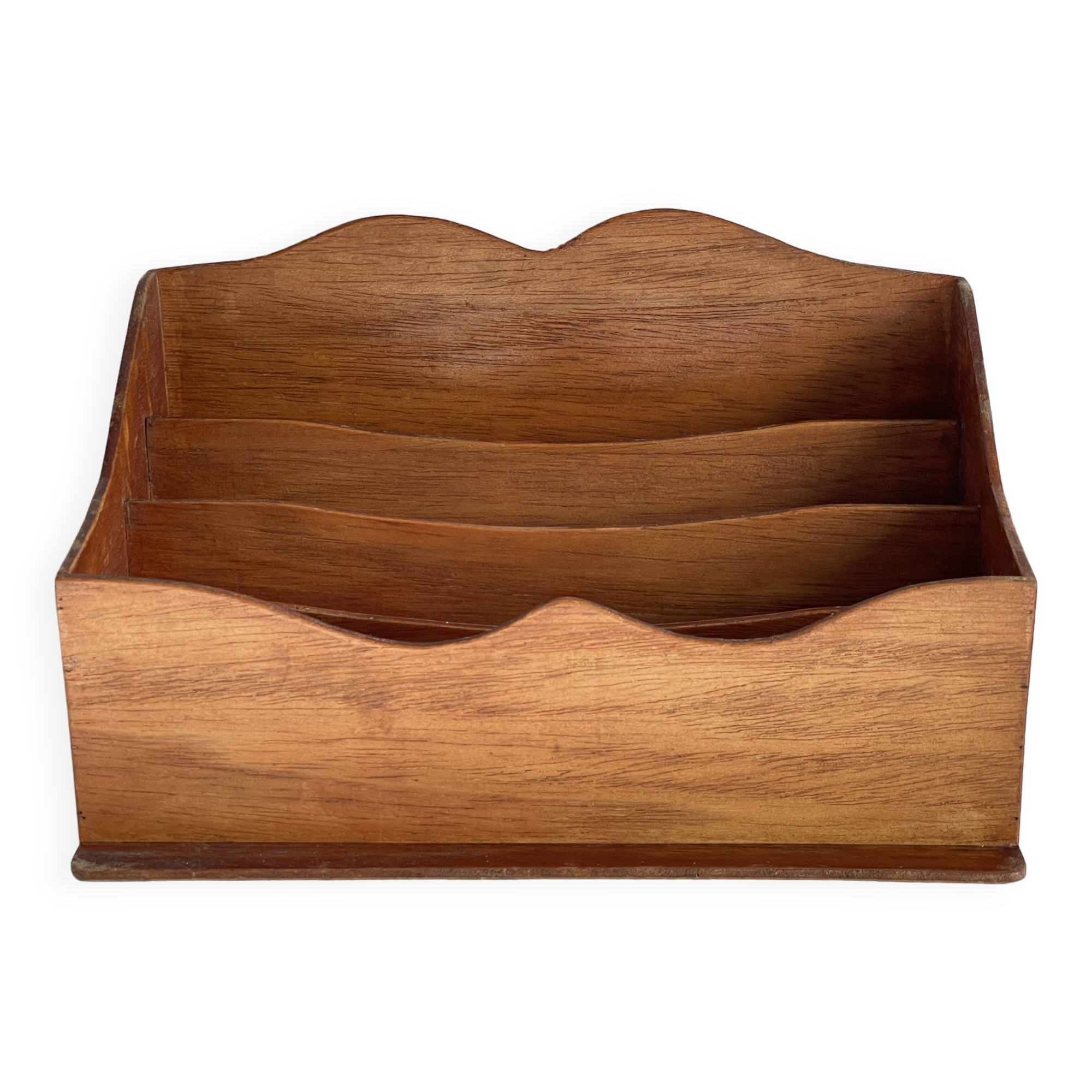 Porte courrier de bureau vintage en bois