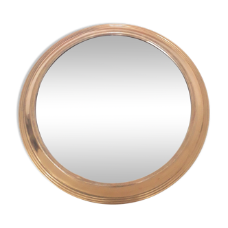 Ancien plateau miroir et laiton - Rond -  vintage 1960