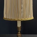 Vintage bedside table lamp brass lampshade pleated silk