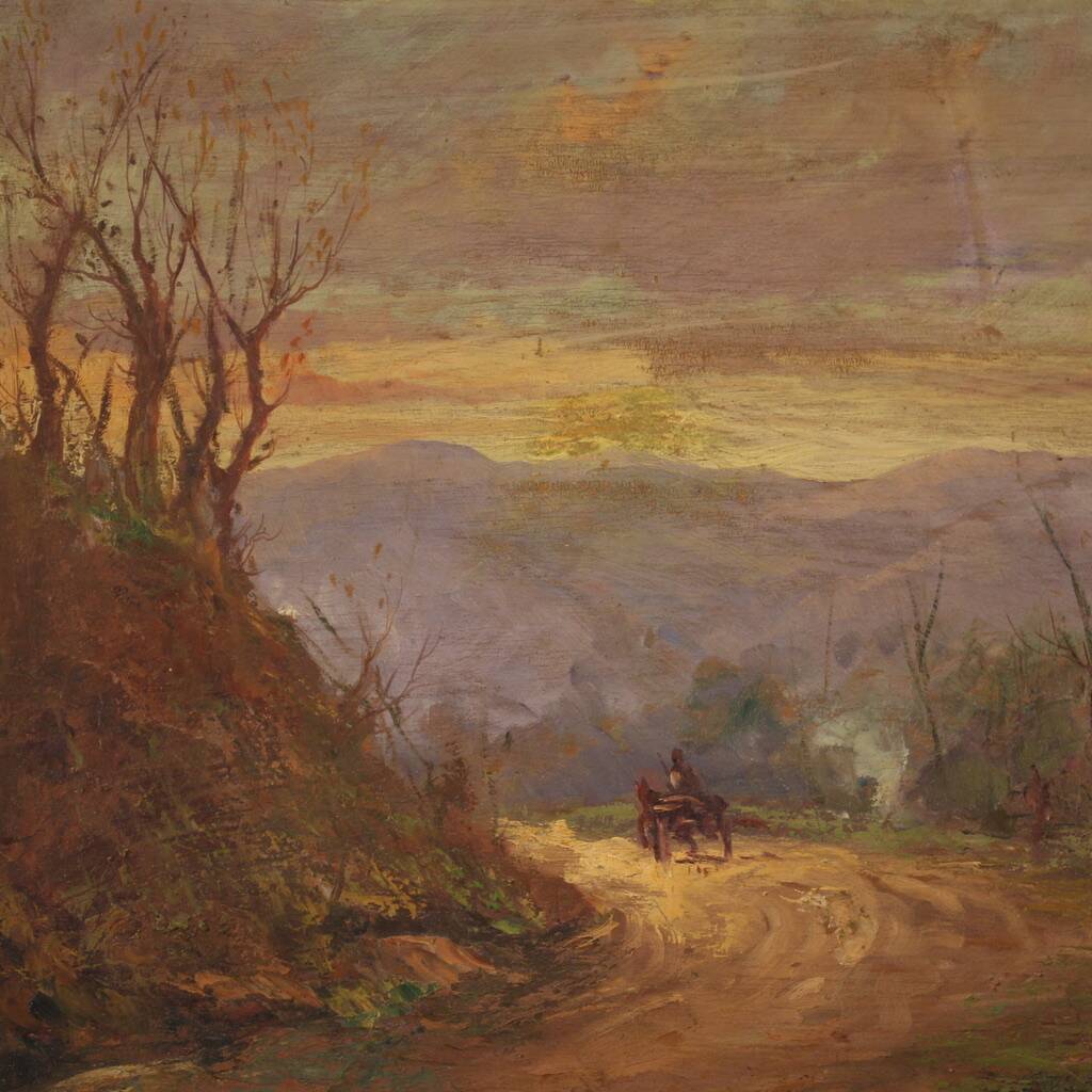 Italian landscape painting signed B. Ferrari from the 30s