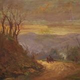 Italian landscape painting signed B. Ferrari from the 30s