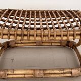 Italian Designer Stool in Bamboo Rattan, 1960s