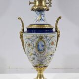 Lampe à pétrole en faïence, époque Napoléon III, milieu XIXème