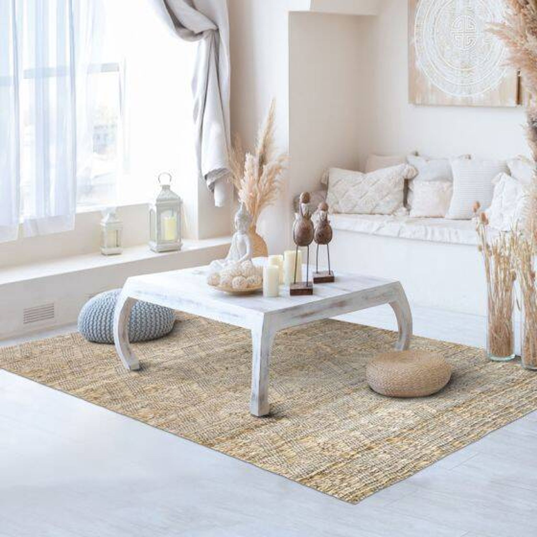 Tapis tressé en jute motifs losanges 120x170 cm