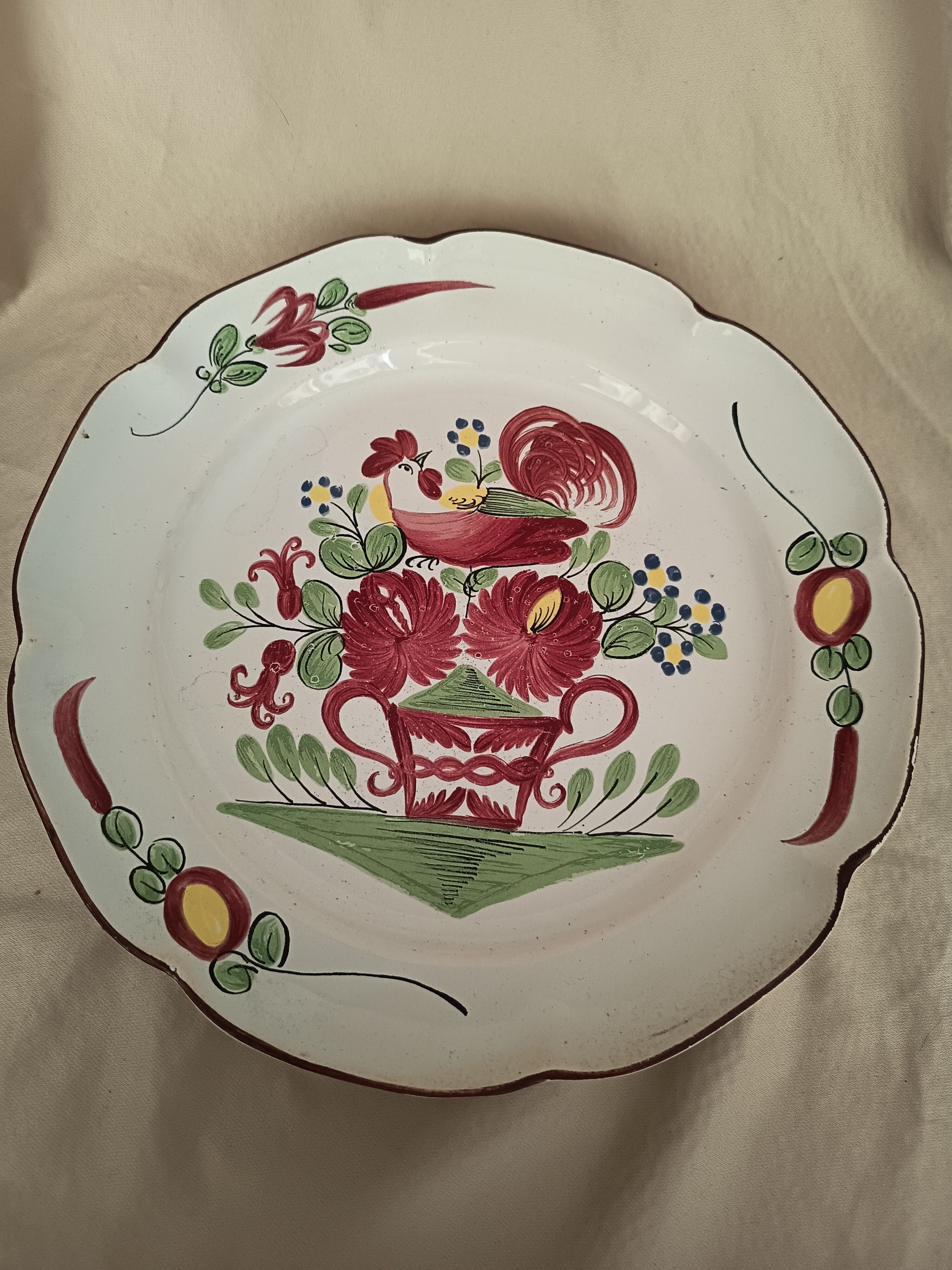 Plate with rooster Saint-Clément