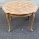 Round extendable dining table Louis XV stripped in solid cherry wood 1960