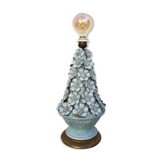 Manises ceramic lamp with blue flowers