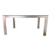 Aluminium table & black tempered glass