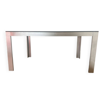 Aluminium table & black tempered glass
