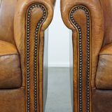 Set of 2 sheep leather club chairs in a cognac color