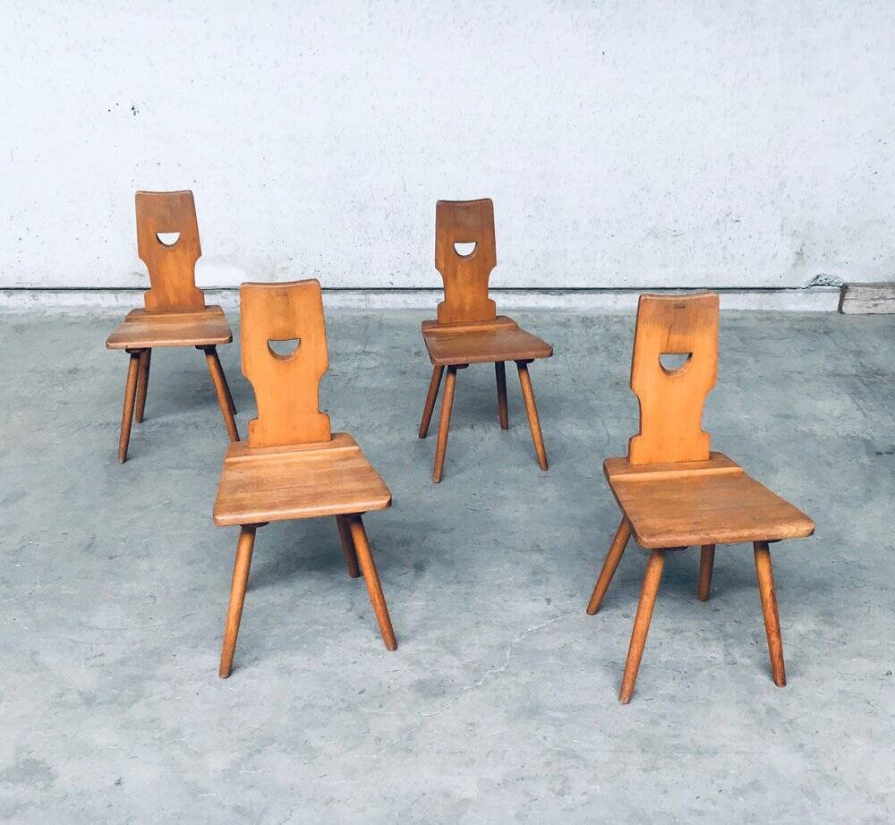 Vintage Belgian Brutalist Pub Café Chair Set by Torck, 1960s, Set of 4