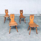 Vintage Belgian Brutalist Pub Café Chair Set by Torck, 1960s, Set of 4