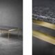 Vintage Mid-Century Italian Modern Brass Coffee Table with Stone Top, 1970s