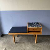 Vintage entryway bench decorated with ceramic tiles, Norway 1960s