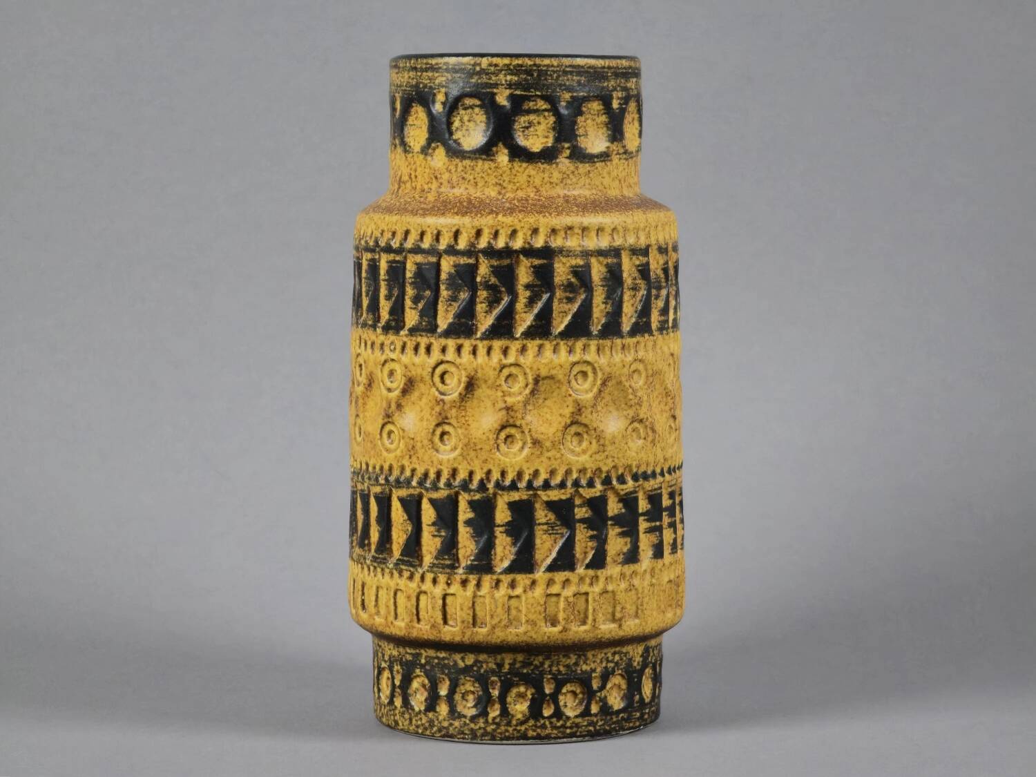 Vintage 1960s Bay Keramiek 'Inka' Handmade Stoneware Vase By Bodo Mans