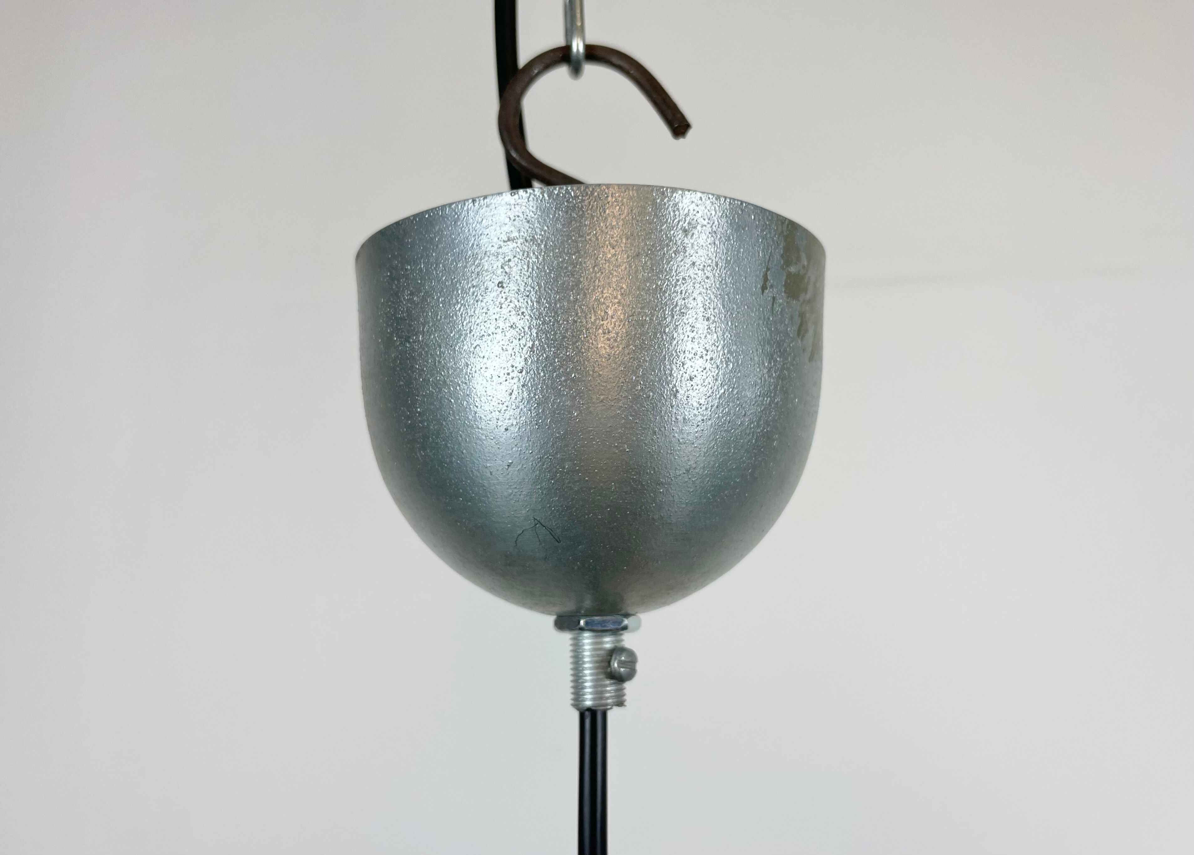 Industrial black enamel pendant lamp, 1950s