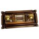 Desk inkwell in molded wood, brass and crystal, late 19th century
