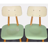 Pair of vintage green chairs, Czech design, 1960