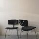 Pair of heaters design in black skai leather and metal, 1970